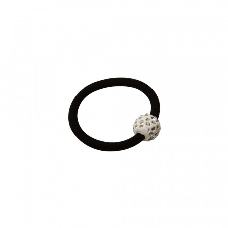 Pascal hårstrikk / armbånd svart med hvit strasspynt